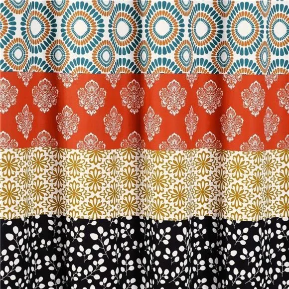 Bohemian Striped Shower Curtain Colorful Bold Design,72"x72",Turquoise & Orange - Picture 4 of 5